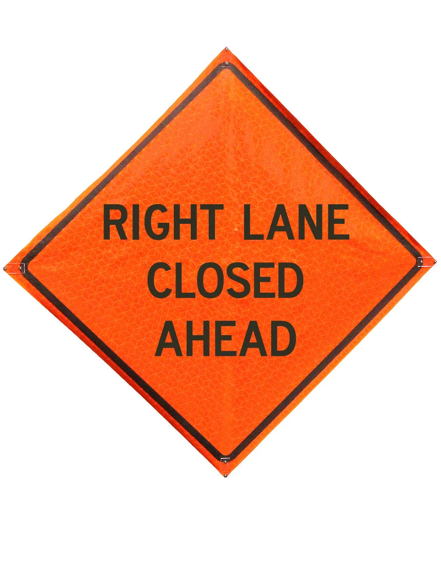 Right Lane Closed Ahead Roll Up Sign