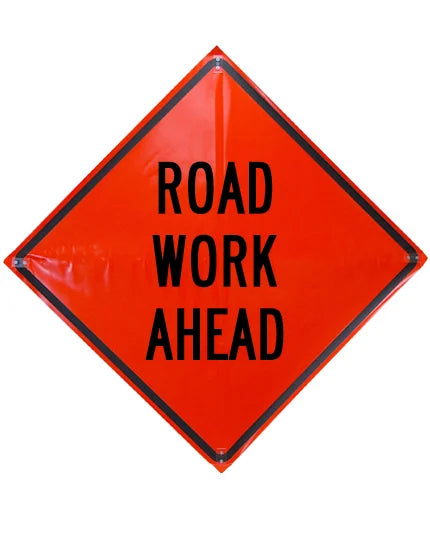 Road Work Ahead Roll Up Sign